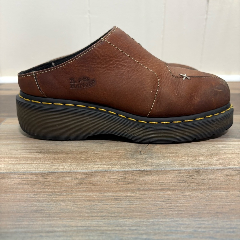 VTG Dr Doc Martens Women’s Cognac Brown Leather Zoe Platform Clogs 3A56 SZ US 6
